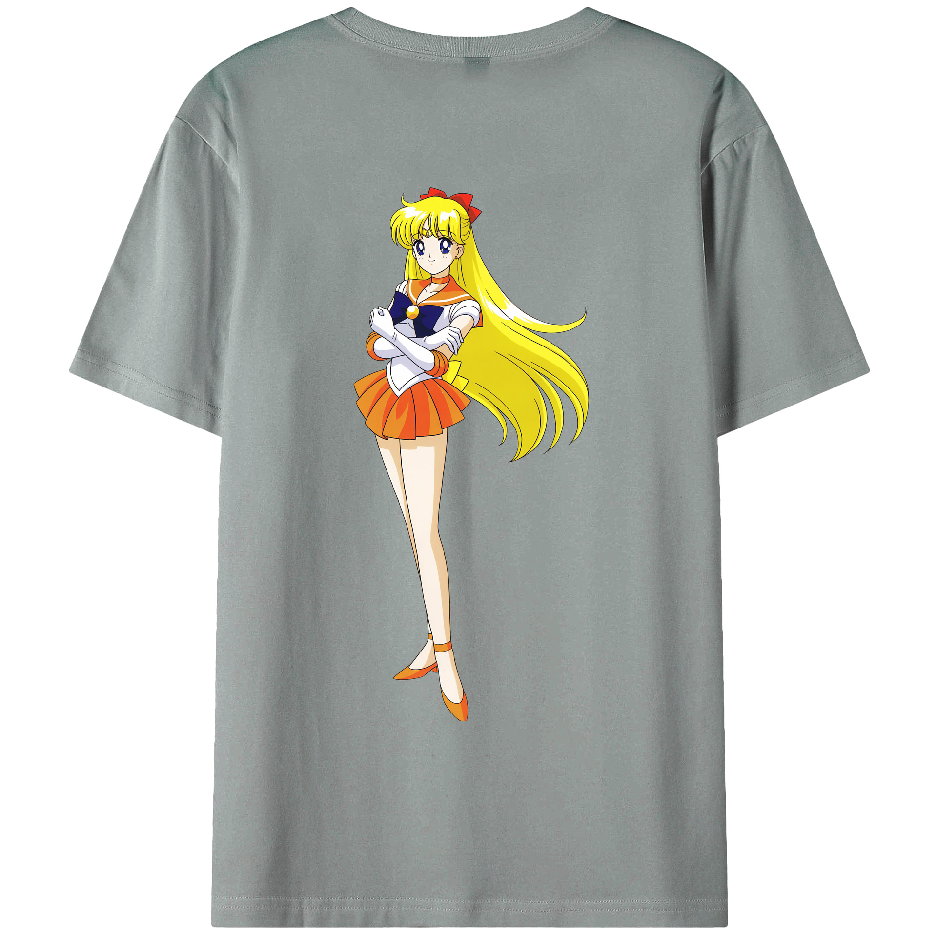 （画像用） 美少女戦士セーラームーン 愛野 美奈子 あいの みなこ Sailor Moon Aino Minako 綿100％ メンズ半袖Tシャツ（バックプリント） 通気性